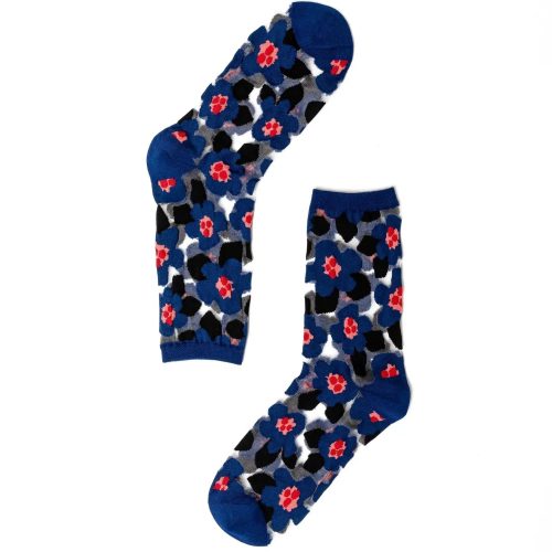 BoldBlueFloralSheerCrewSockssockcandy2