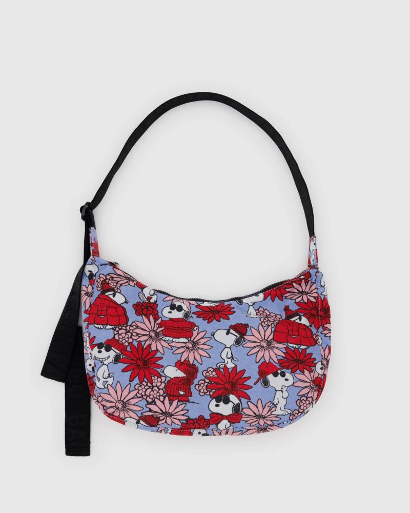 FloralSnoopyMediumCrescentBag