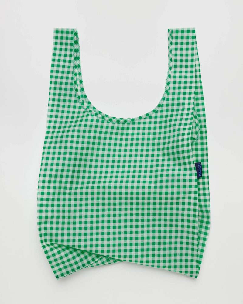 GreenGinghamStandardBaggu