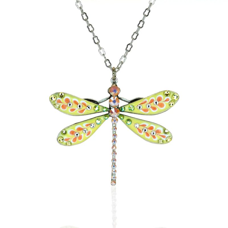 LargeYellowandPinkPastelCrystalDragonflyNecklaceannekoplik