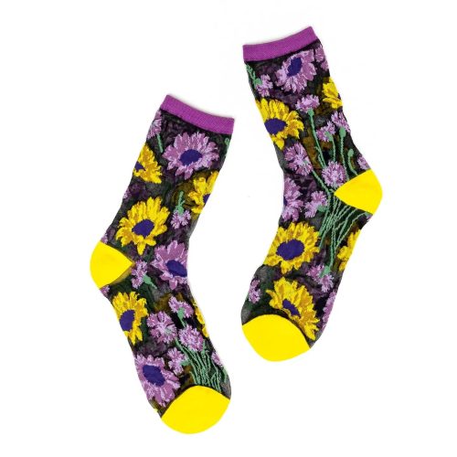 MixedSunflowersBlackSheerCrewSocksockcandy2