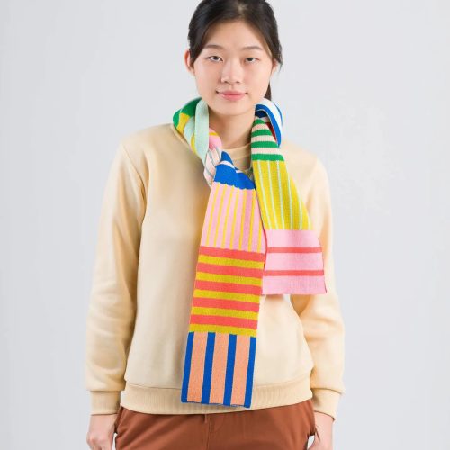 RainbowPatchworkStripeSkinnyScarfverloop3