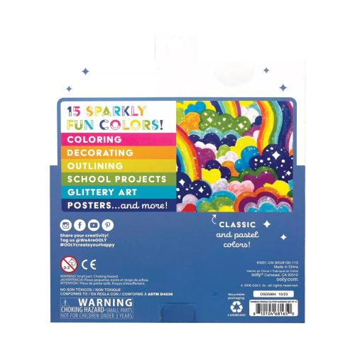 RainbowSparkleGlitterMarkers Setof15ooly2