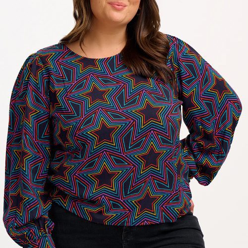 RonniePuffSleeveTop Black RainbowStarExplosionsugarhillbrighton3