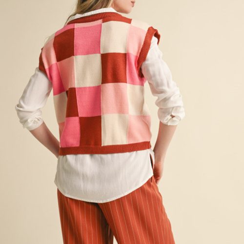 Rust PinkCheckSweaterVestenmerci6