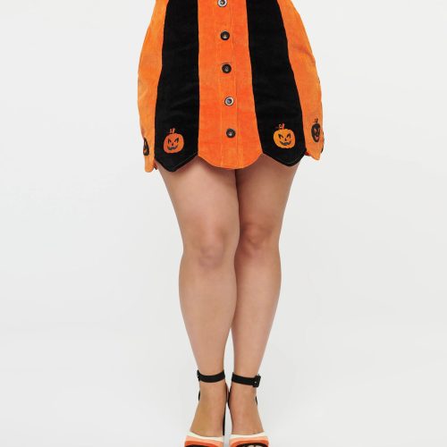 SmakParlour1960sOrange BlackPumpkinCorduroyMiniSkirt2