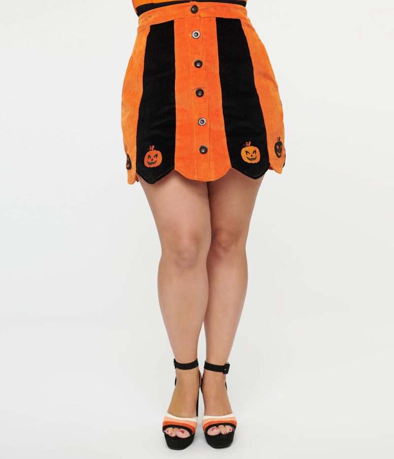 SmakParlour1960sOrange BlackPumpkinCorduroyMiniSkirt2