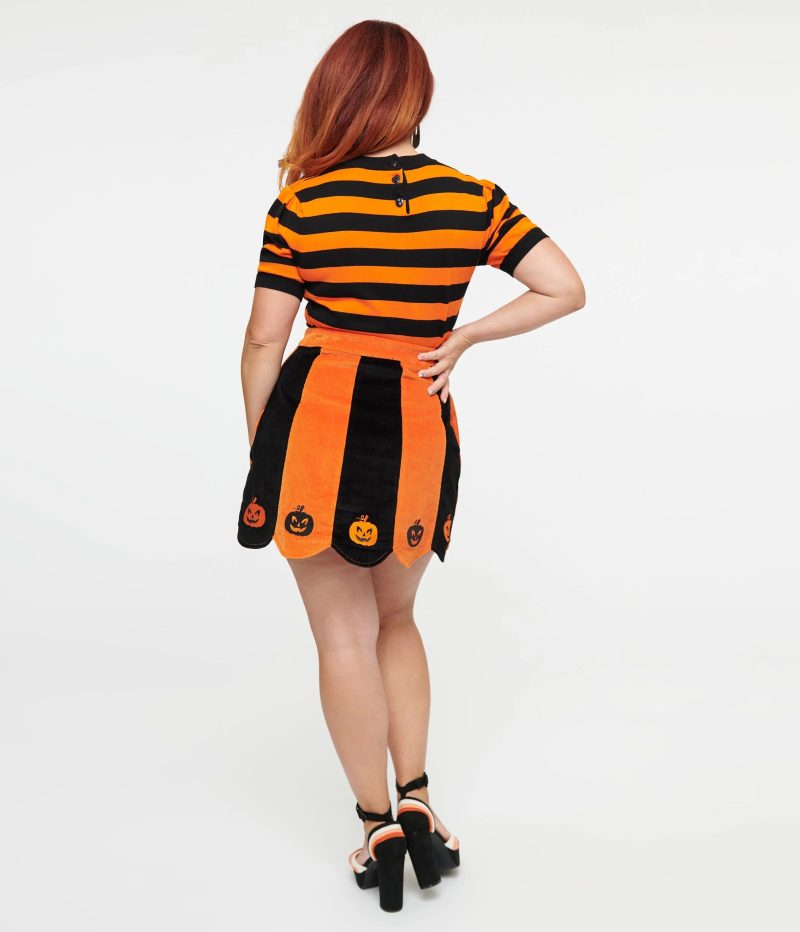 SmakParlour1960sOrange BlackPumpkinCorduroyMiniSkirt3