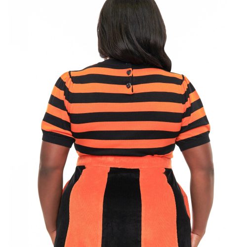 SmakParlourPlusSize1950sBlack OrangeStripeHeartSweater2