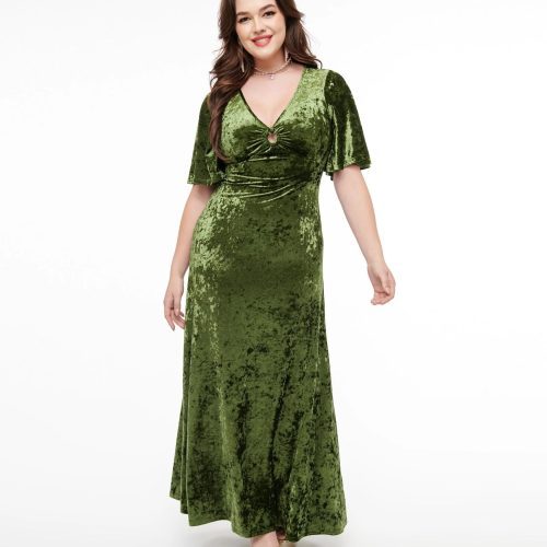 SmakParlourPlusSize1970sMossyGreenVelvetCutoutMaxiDresssmakparlouruniquevintage4