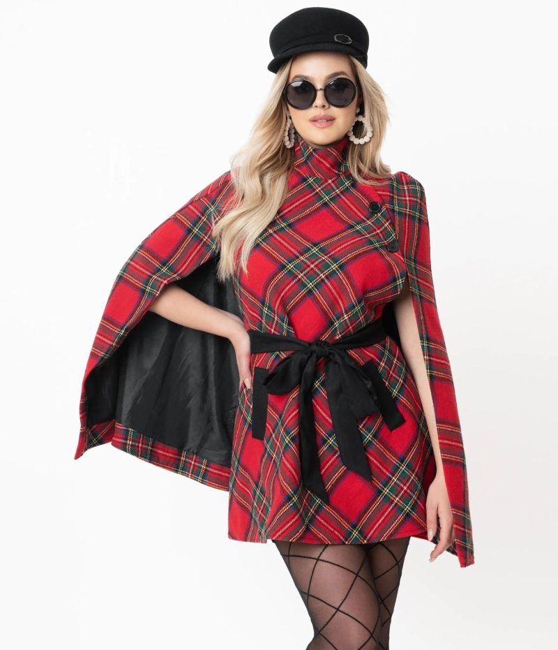 SmakParlourRedPlaidSavileRowCapeCoat4