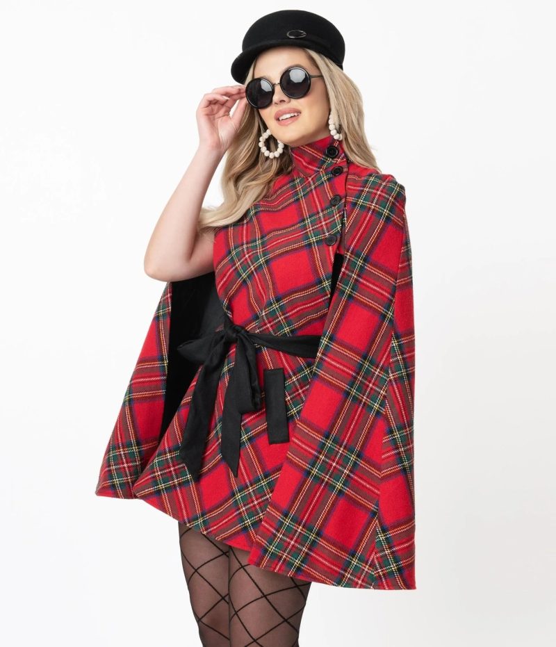 SmakParlourRedPlaidSavileRowCapeCoat5