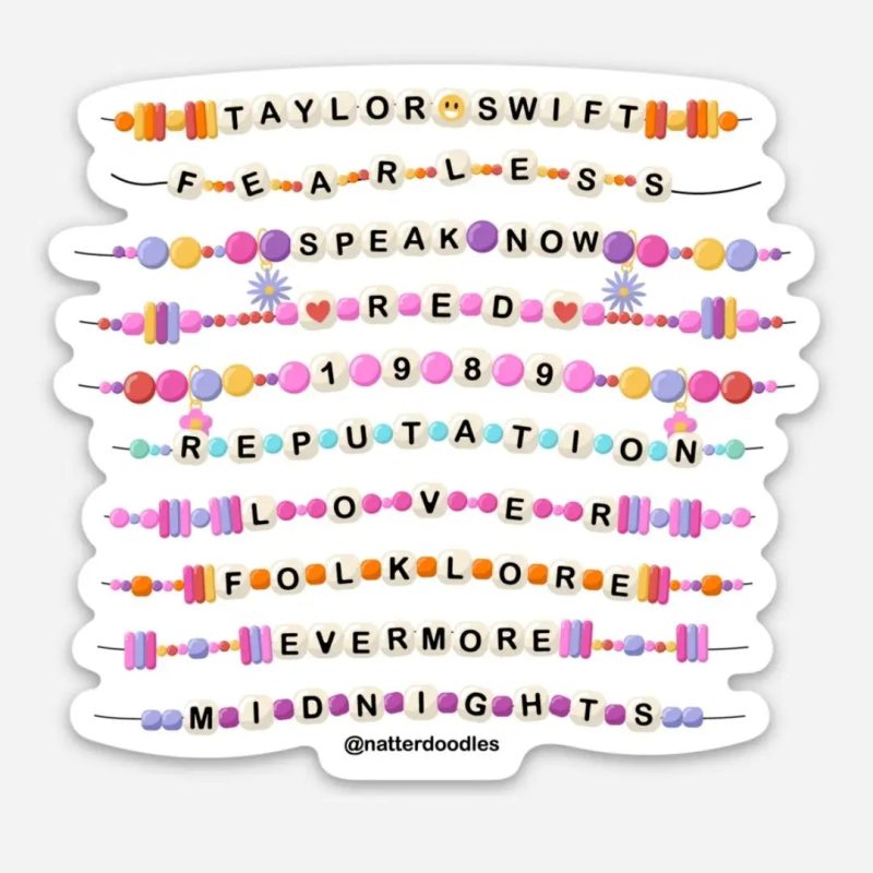 TaylorSwiftAlbumTitles FriendshipBraceletsEraStickernatterdoodle