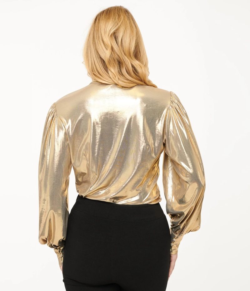 UniqueVintage1950sMetallicGoldGwenBlouse2