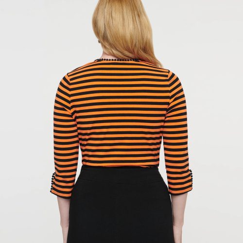 UniqueVintage1950sOrange BlackStripeCutoutNeckTieTop2