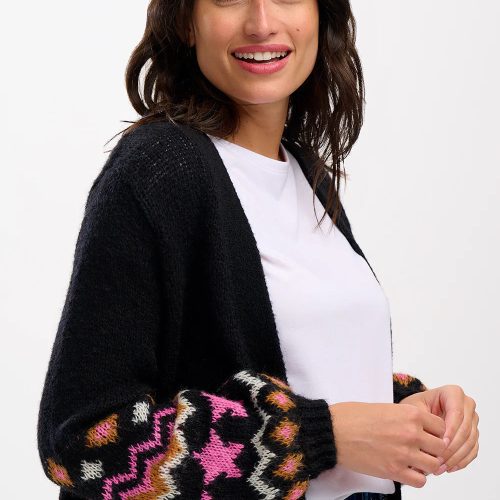 YvetteCardigan Black FairisleSleevesugarhillbrighton2