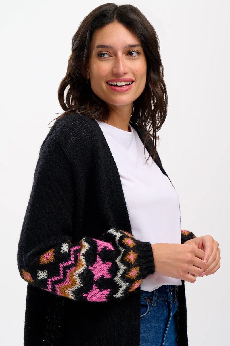 YvetteCardigan Black FairisleSleevesugarhillbrighton2