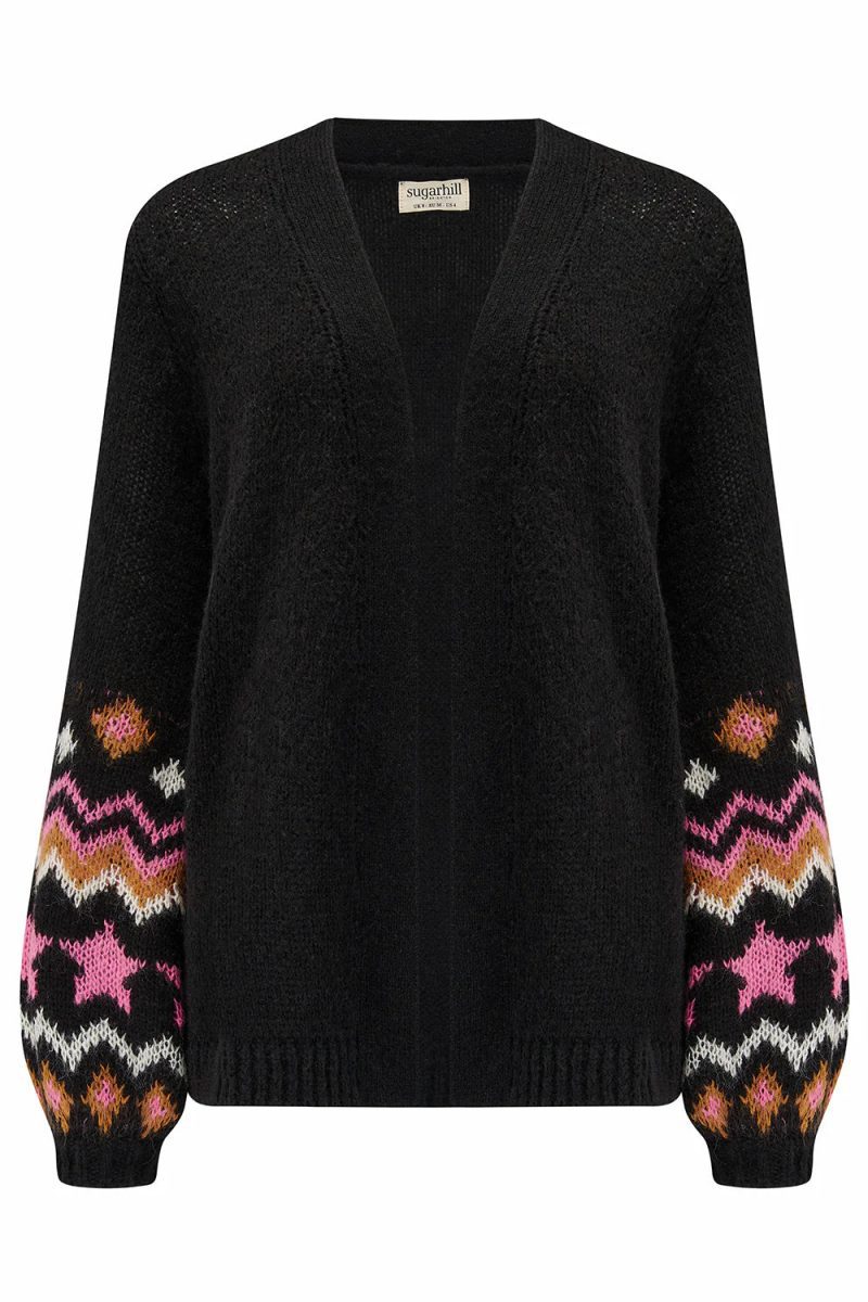 YvetteCardigan Black FairisleSleevesugarhillbrighton4