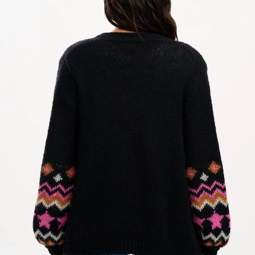 YvetteCardigan Black FairisleSleevesugarhillbrighton5