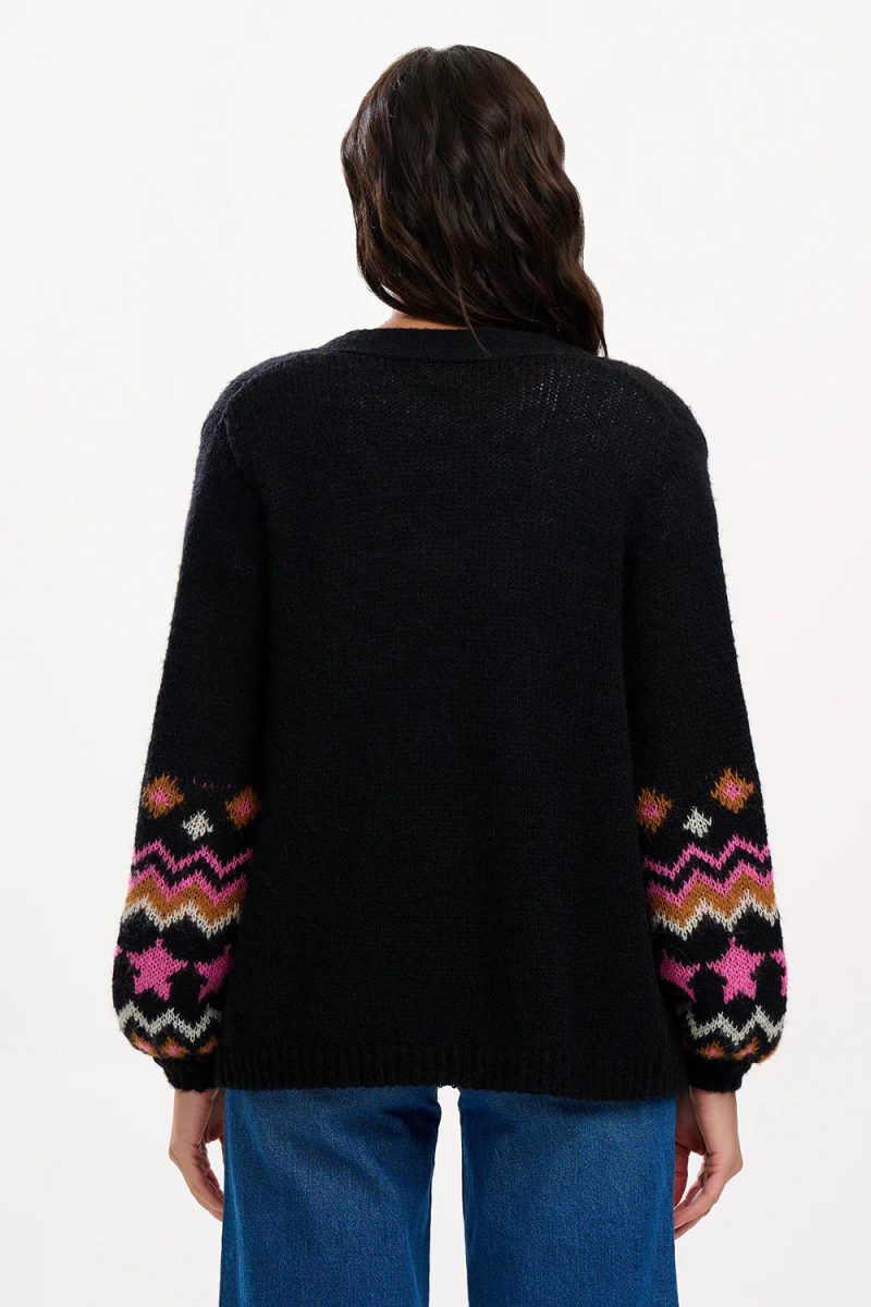 YvetteCardigan Black FairisleSleevesugarhillbrighton5