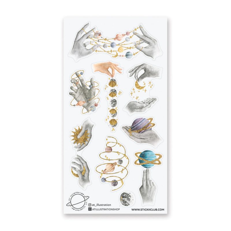 hands space planets stars sticker sheet 1024x1024 bf24511c 69a9 46ec 9663 7b8025fd3291